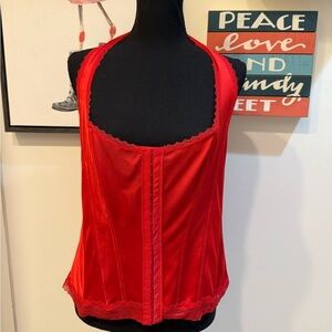 Vibrant Red Chemise with Spaghetti Straps